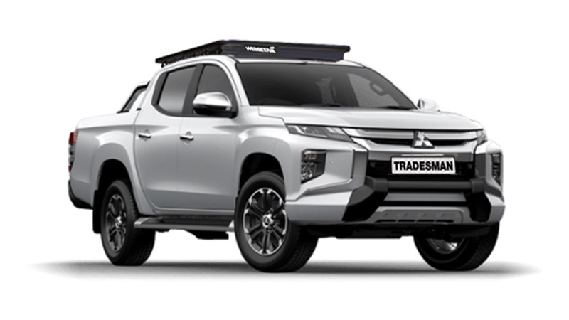 Mitsubishi Triton with Wedgetail roof rack installed as vehicle hero image.