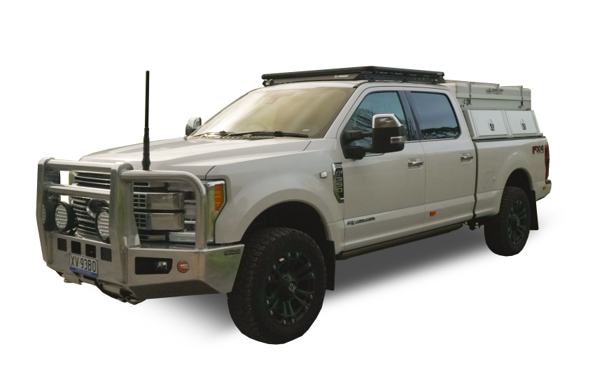 Chevrolet Silverado 1500 with a Wedgetail roof rack installed on the cabin roof.
